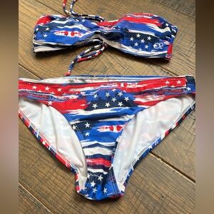 OP Bandeau American star and stripe swim set